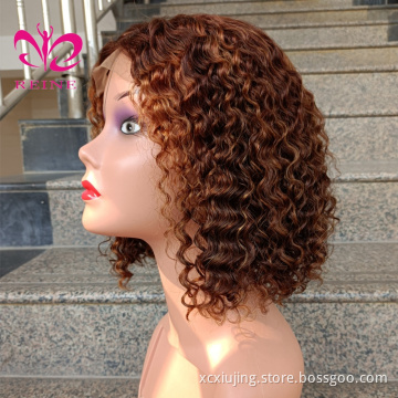 Good Short Full Lace Bob Human Hair Wigs 4*4 Closure Highlight Colored Curly Bob Wigs  For Black Women Hot sale products